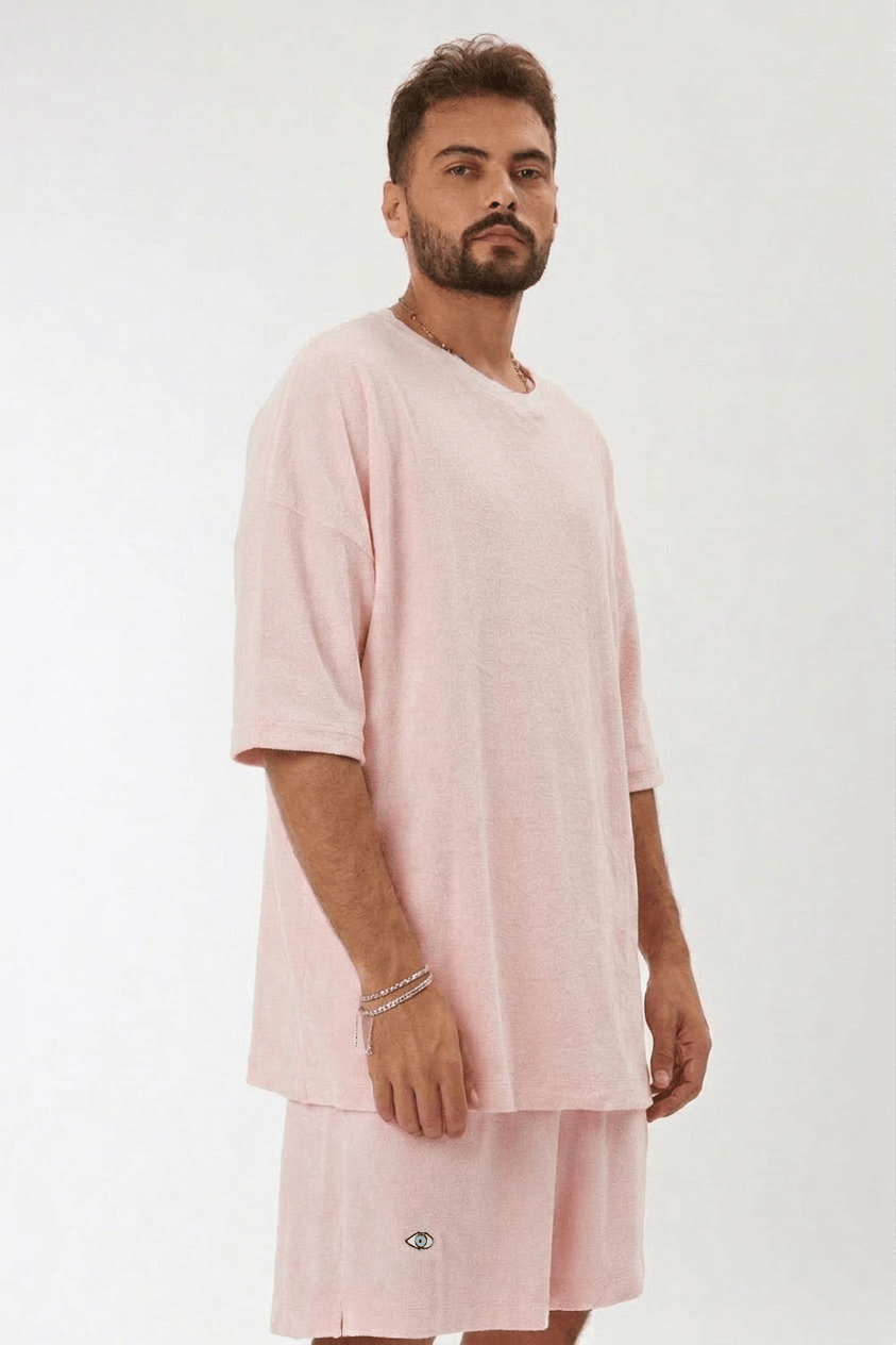 ורוד TOWEL OVERSIZE טופ קצר