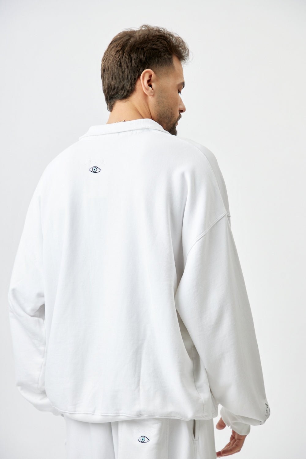 לבן TOP POLO OVER SIZE