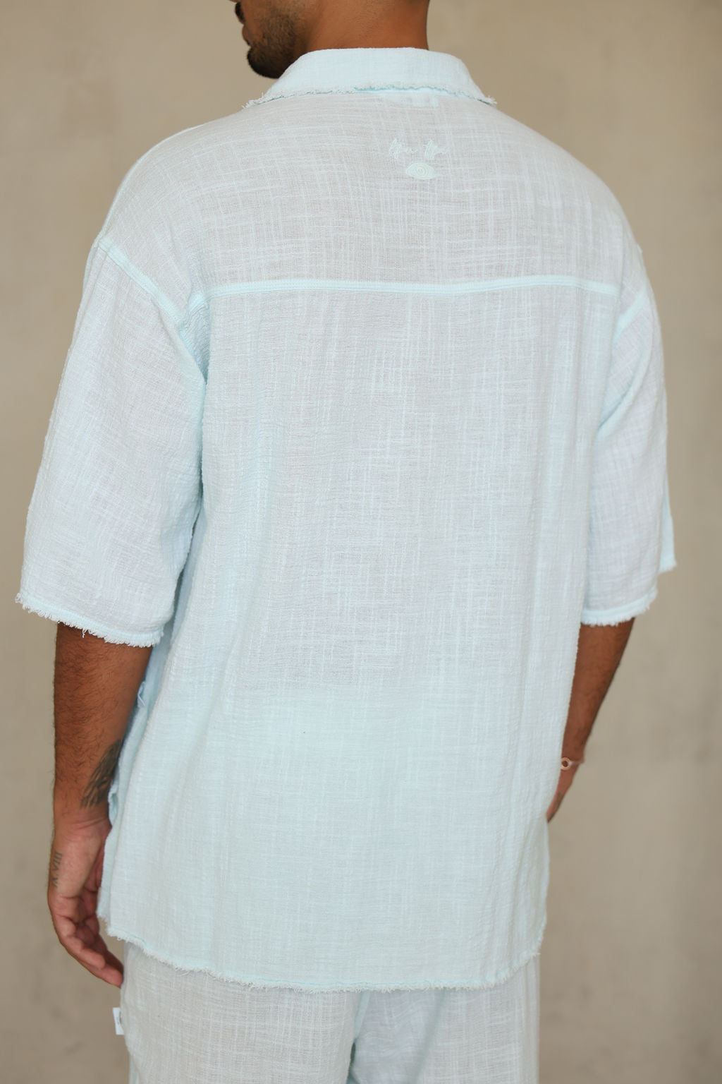 אקווה COTTON מכופתרת קצרה פשתן