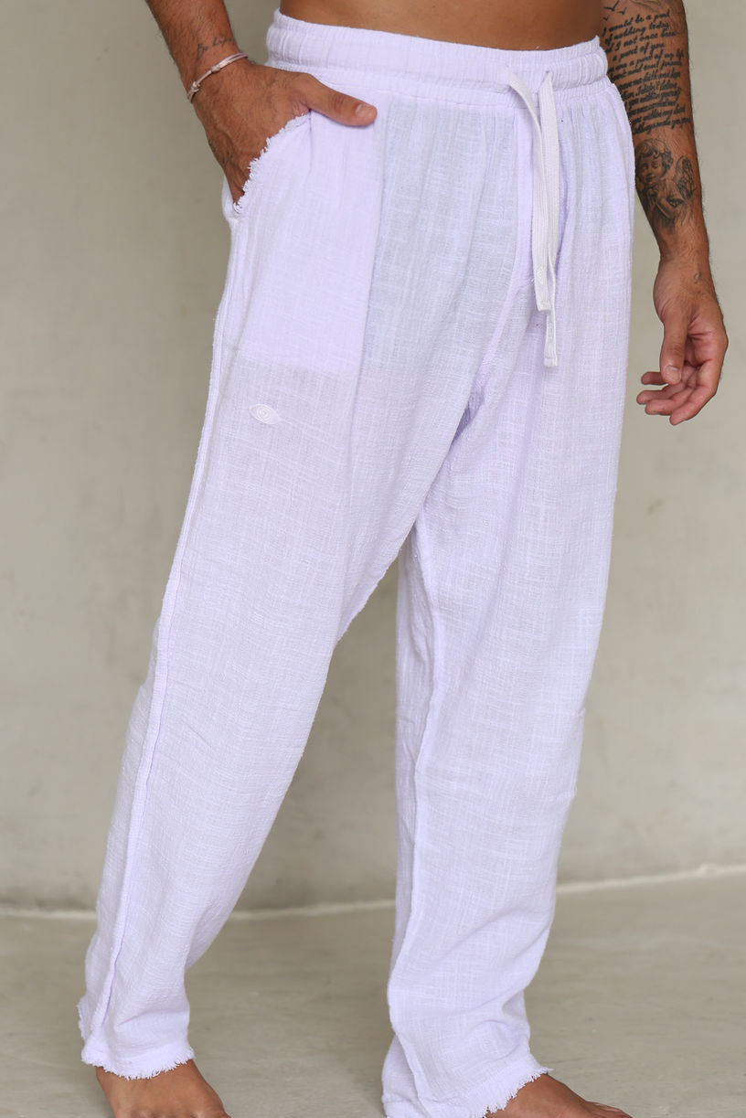 סגול COTTON מכנס פשתן