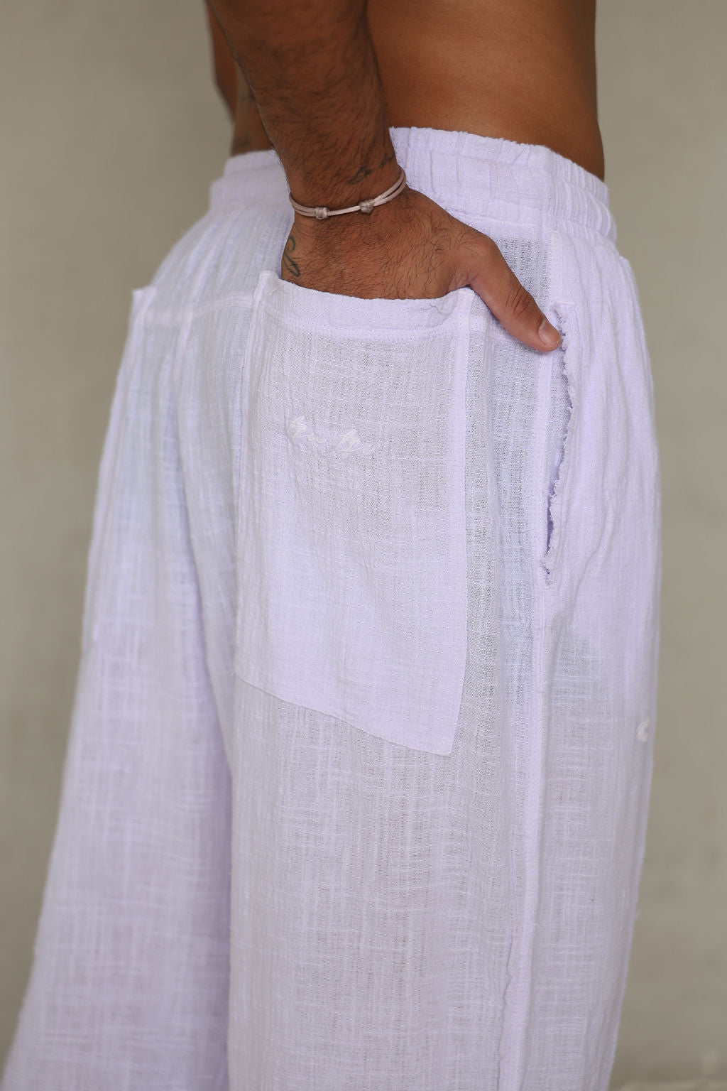 סגול OVERSIZE COTTON מכנס פשתן