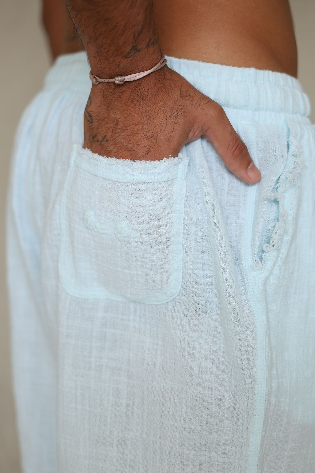 אקווה COTTON מכנס ברמודה פשתן
