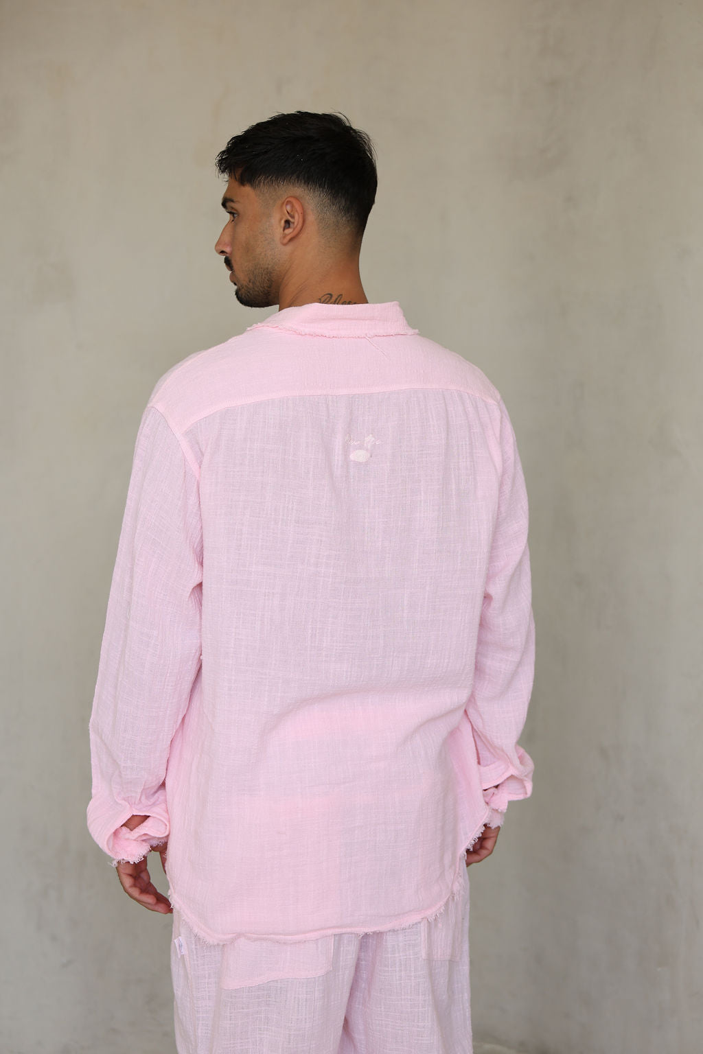 ורוד בהיר COTTON מכופתרת פשתן