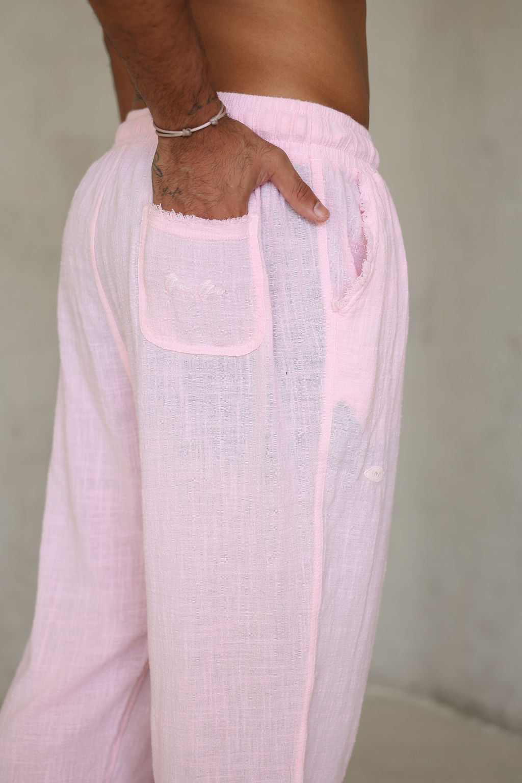 ורוד בהיר COTTON מכנס פשתן