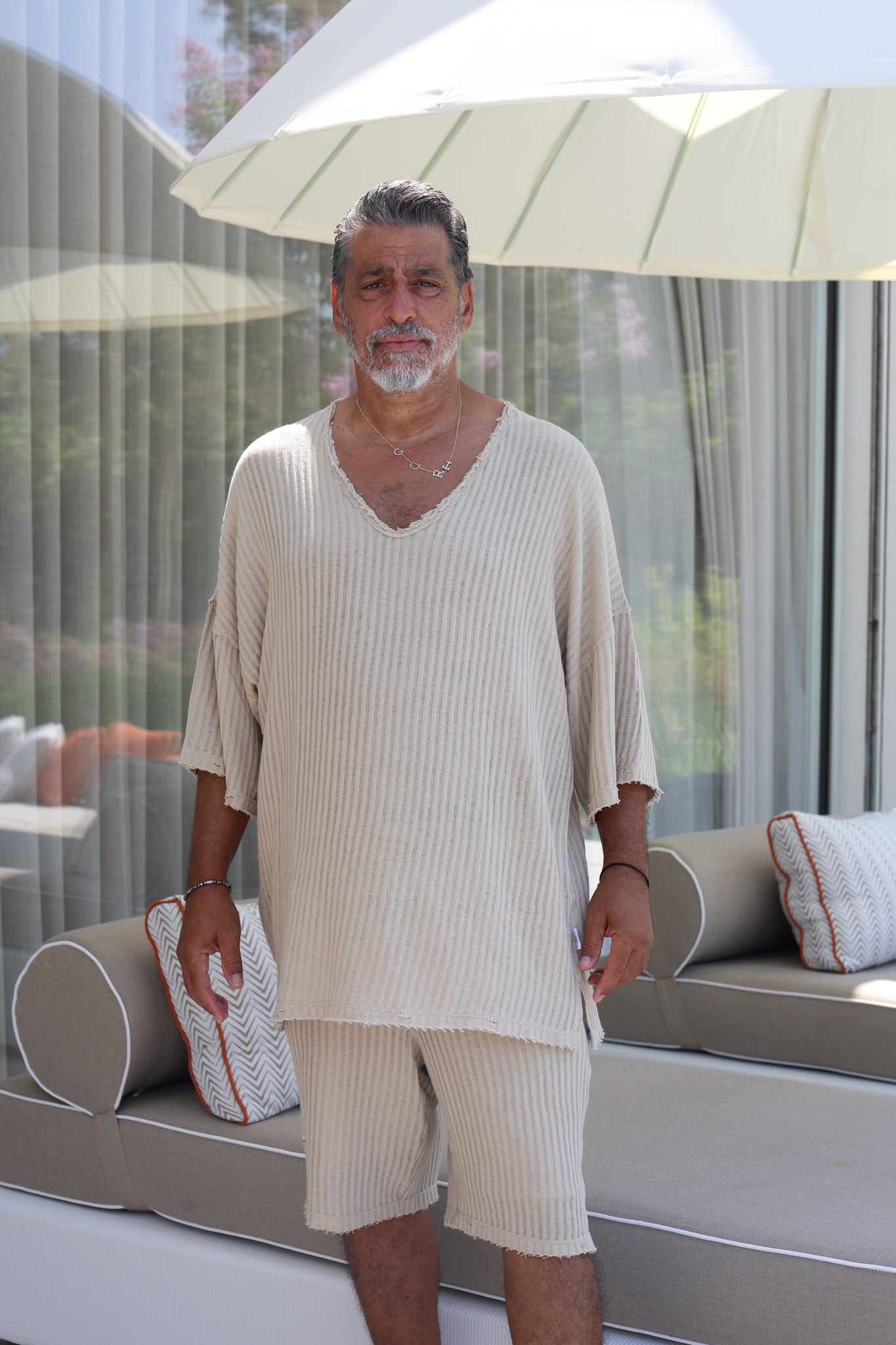 חולצת סריג פסים אבן
