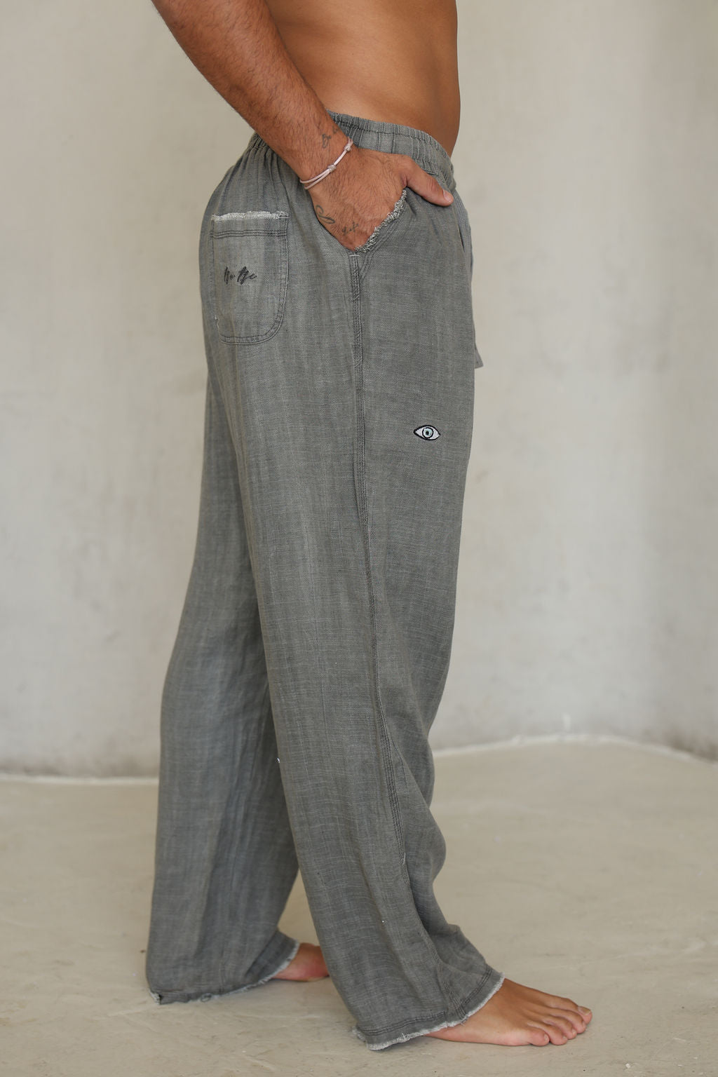 אפור LINEN SL מכנס פשתן
