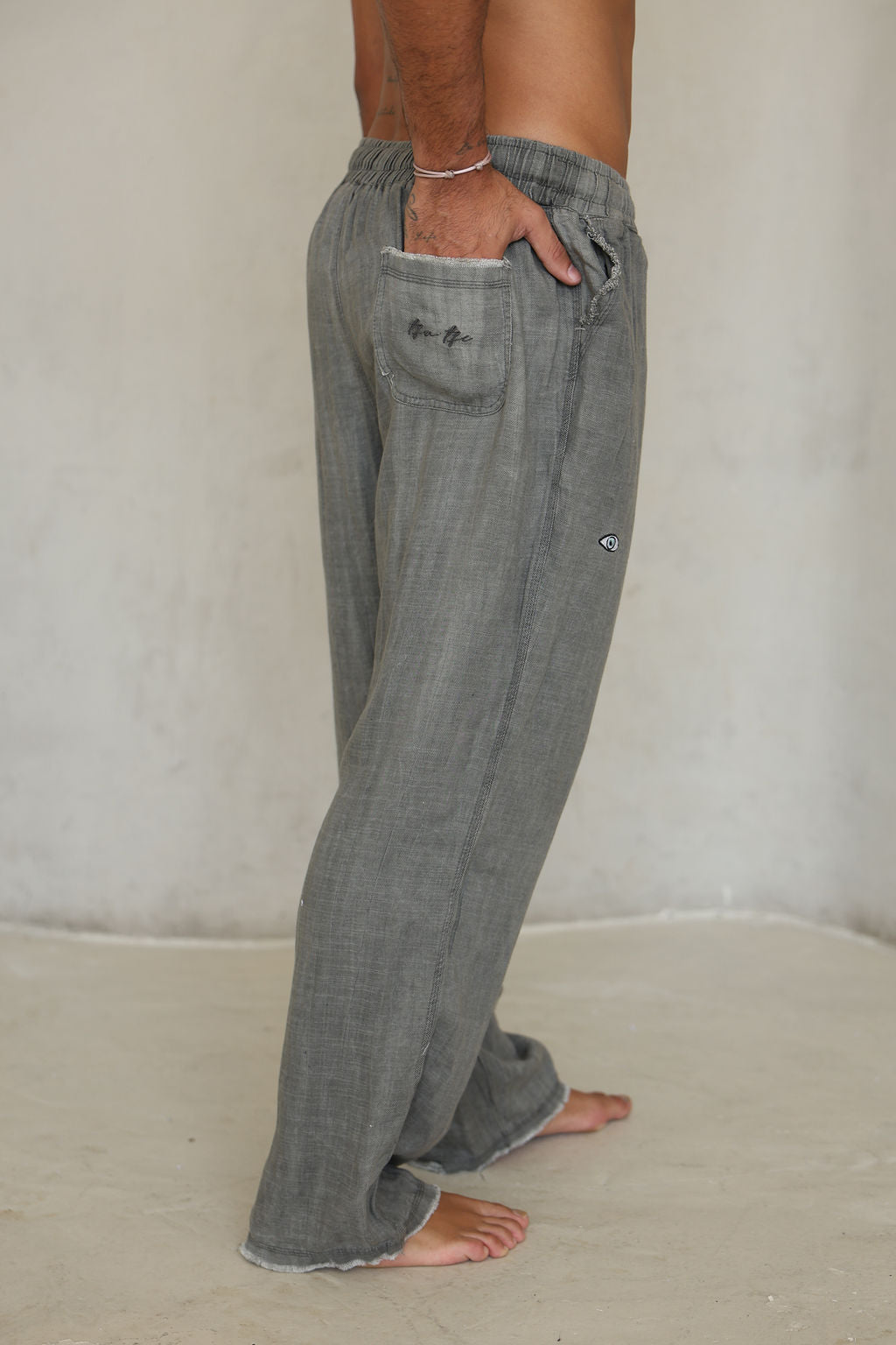 אפור LINEN SL מכנס פשתן
