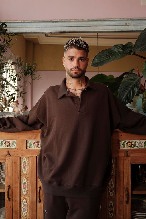 חום שוקולד TOP POLO OVER SIZE