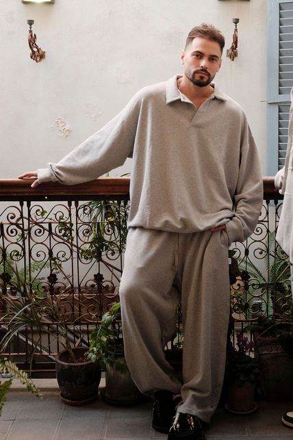 אפור מלאנג' TOP POLO OVER SIZE