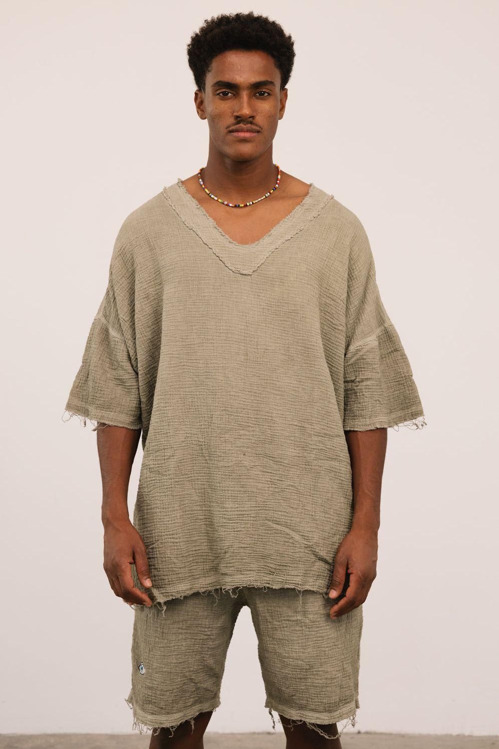 עליונית TETRA RESORT V NECK ווש חאקי
