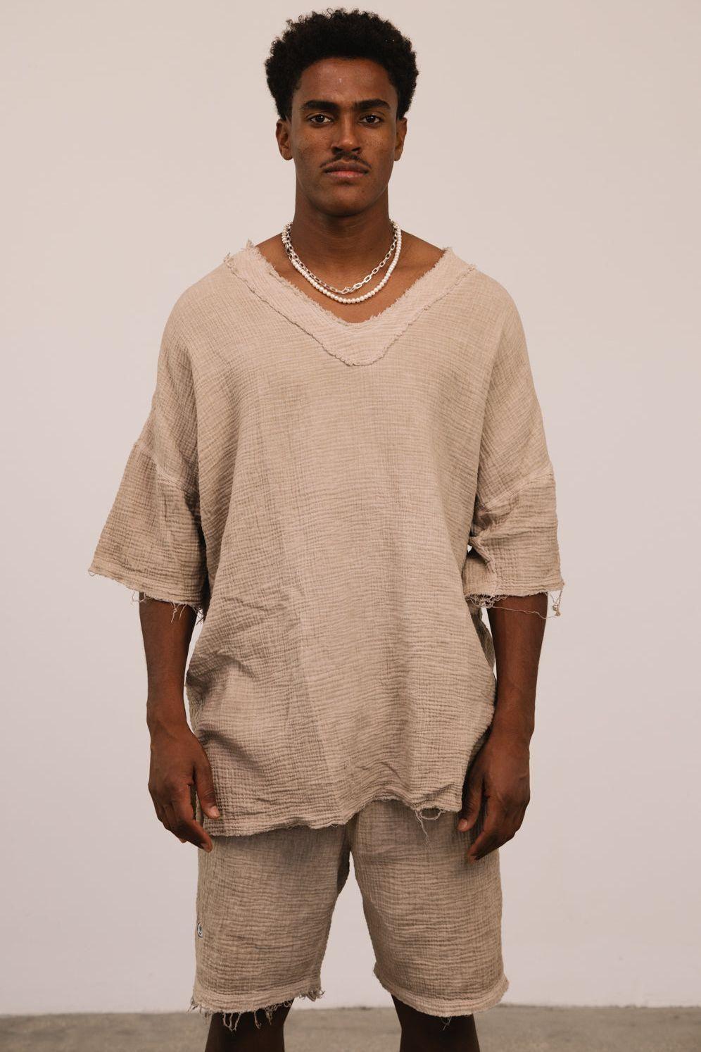 עליונית TETRA RESORT V NECK ווש קאמל