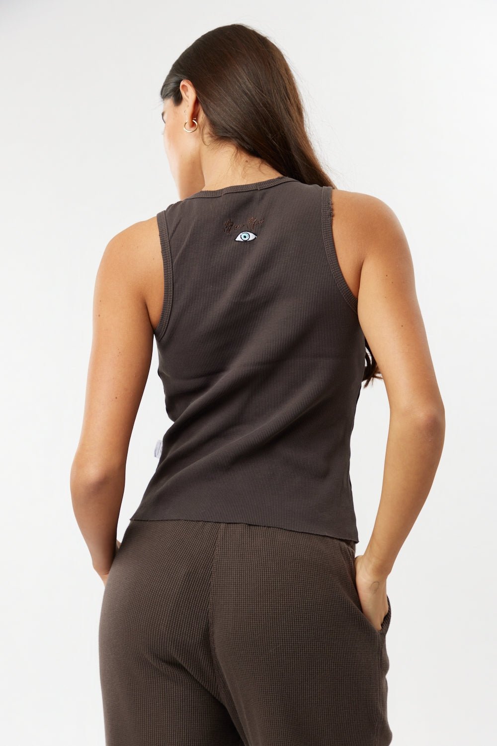 חום RIB BACK גופיה