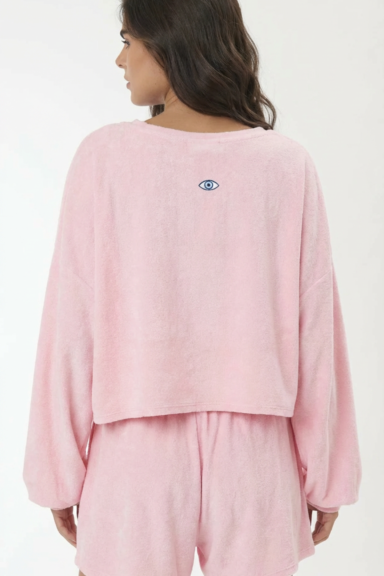 שרוול ארוך ורוד CROP TOWEL חולצת