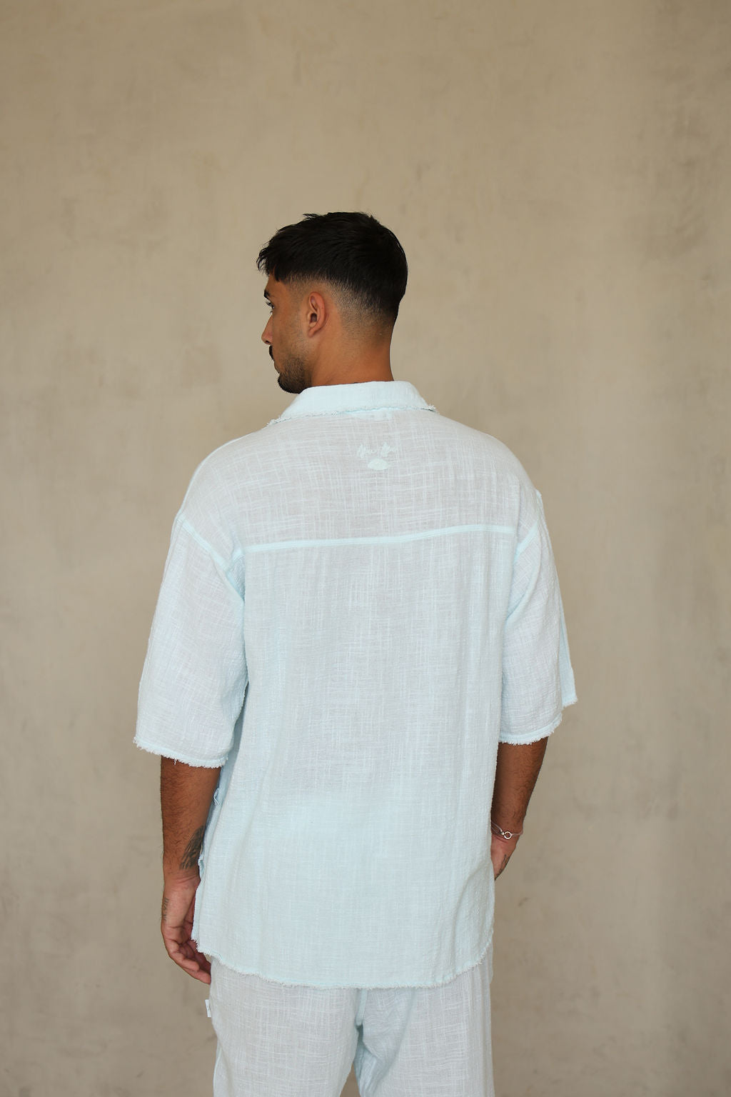 אקווה COTTON מכופתרת קצרה פשתן