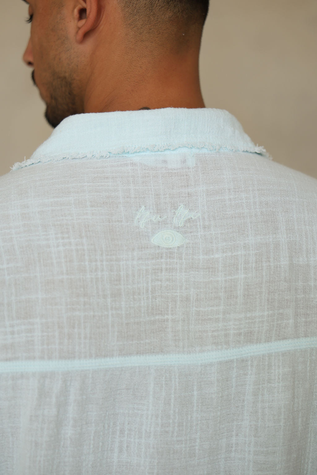 אקווה COTTON מכופתרת קצרה פשתן