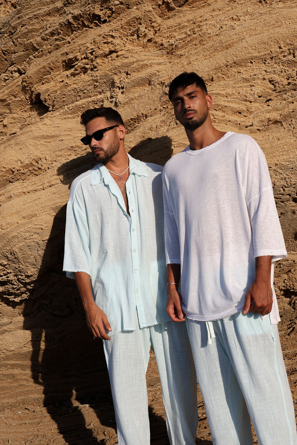 אקווה COTTON מכופתרת קצרה פשתן