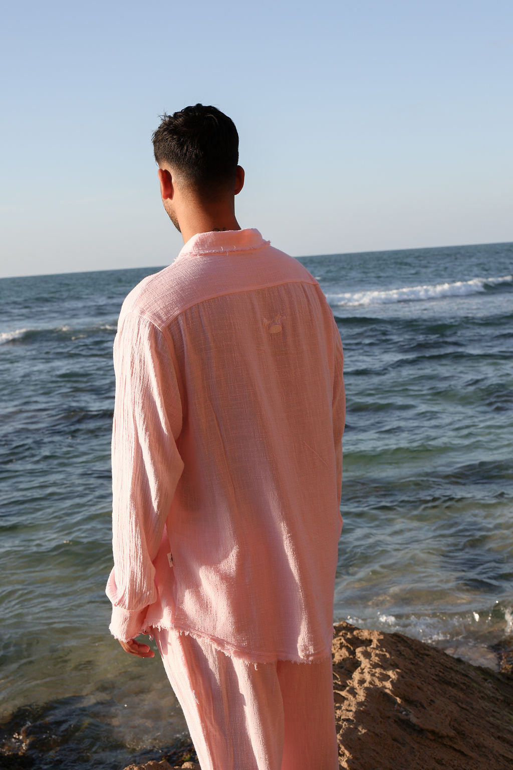 ורוד בהיר COTTON מכופתרת פשתן