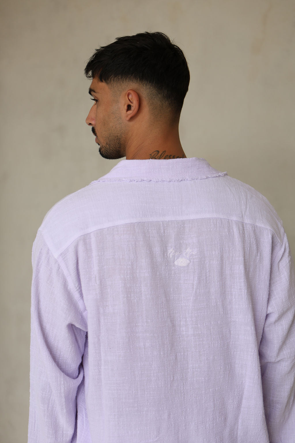 סגול COTTON מכופתרת פשתן