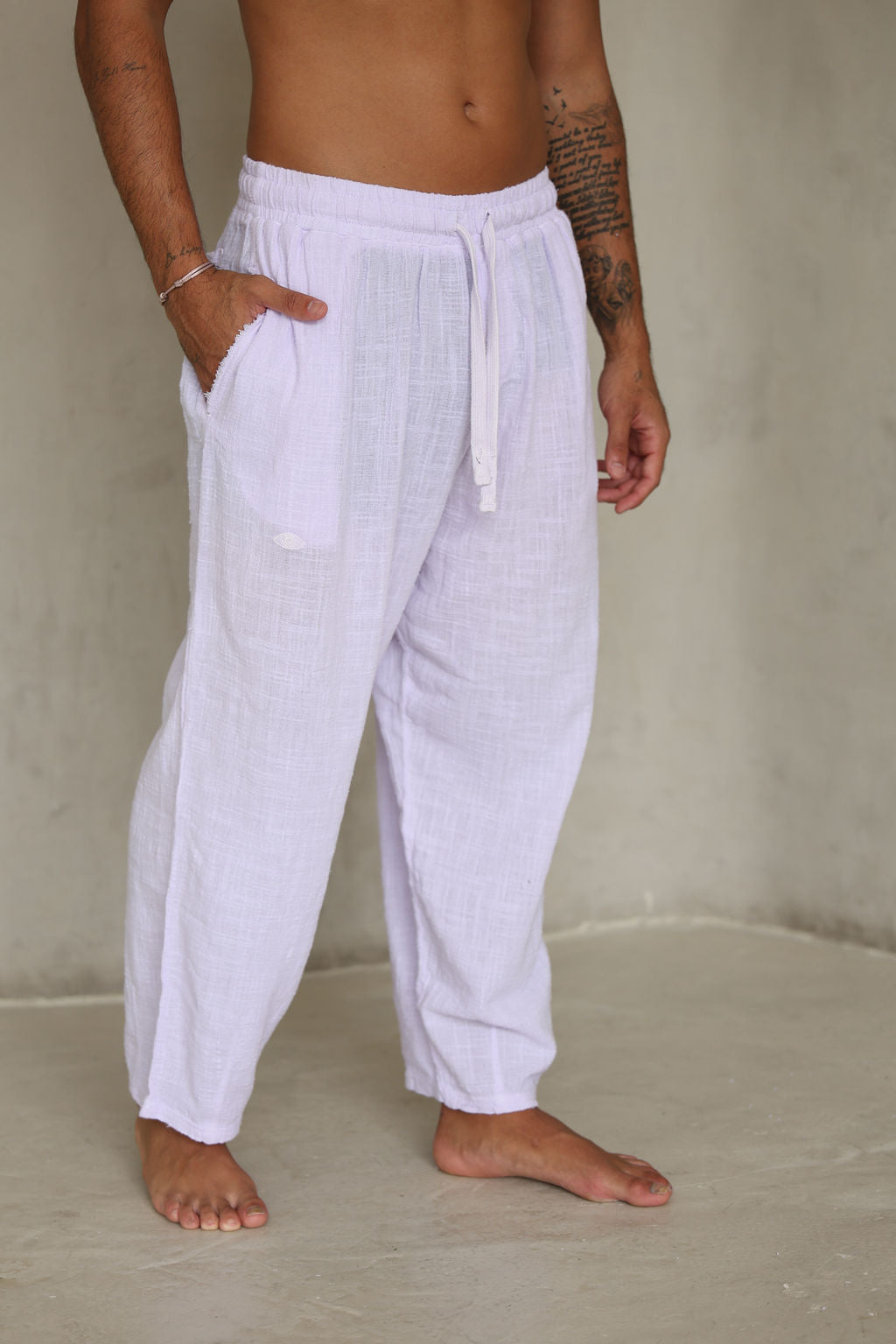 סגול  OVERSIZE COTTON מכנס פשתן