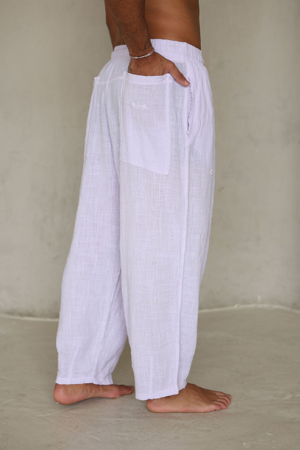 סגול  OVERSIZE COTTON מכנס פשתן