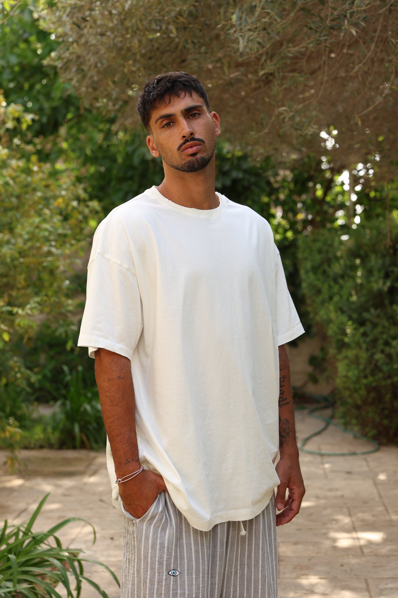 לבן COTTON חולצת