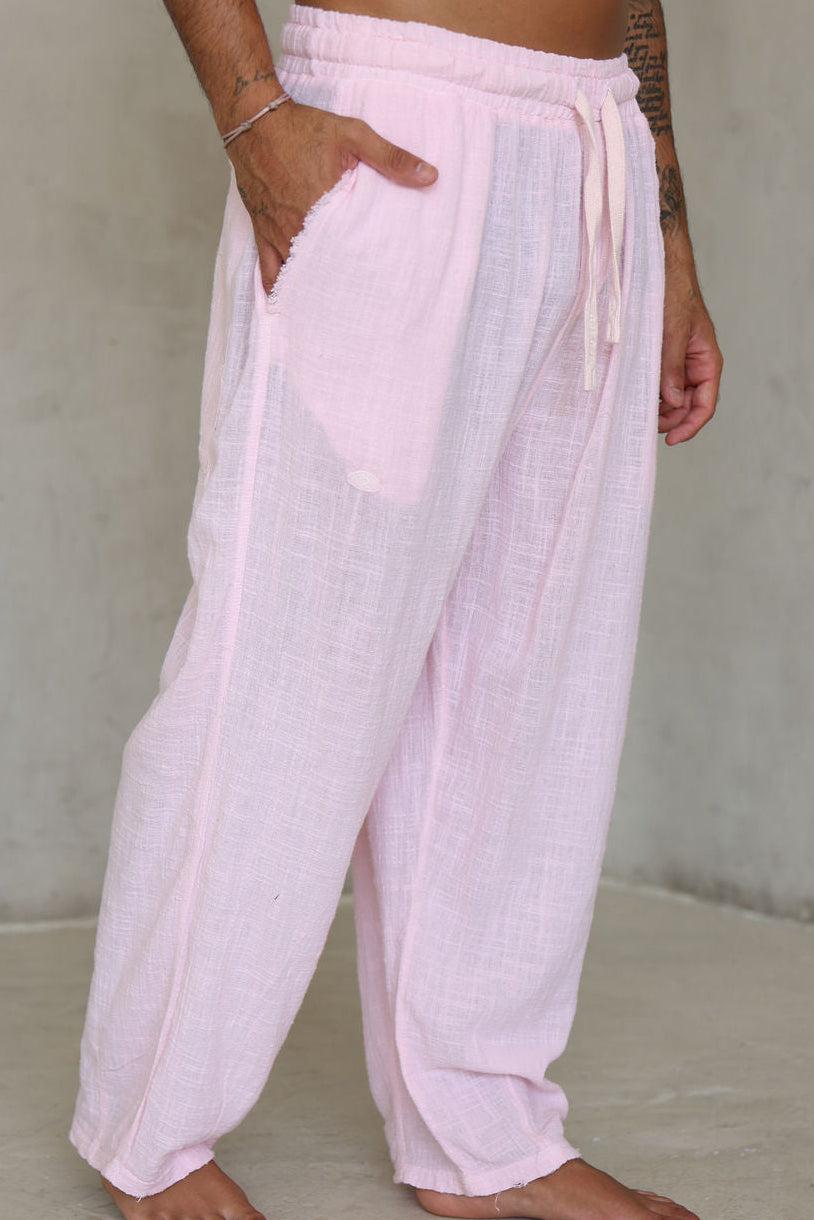 ורוד בהיר  OVERSIZE COTTON מכנס פשתן