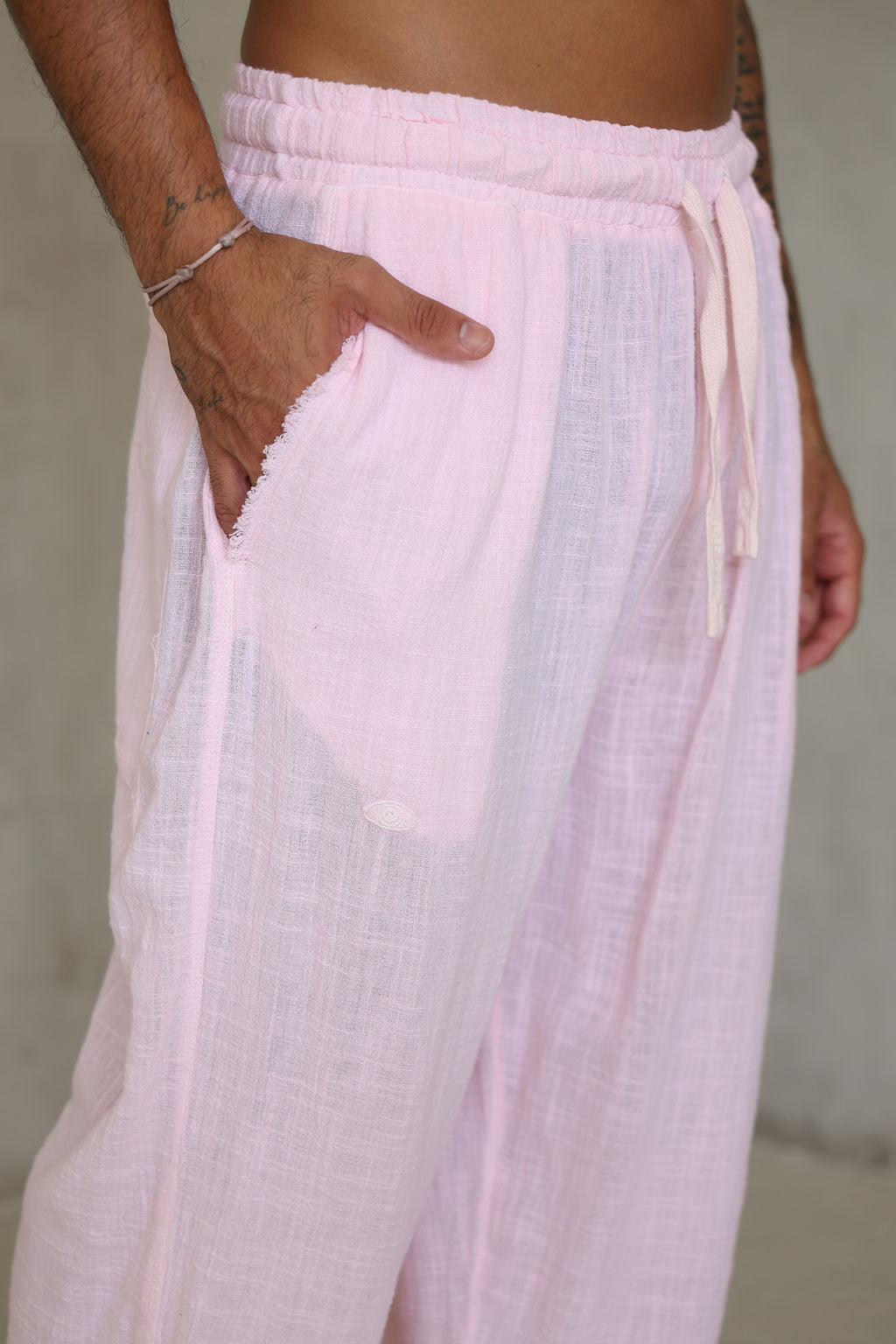 ורוד בהיר  OVERSIZE COTTON מכנס פשתן