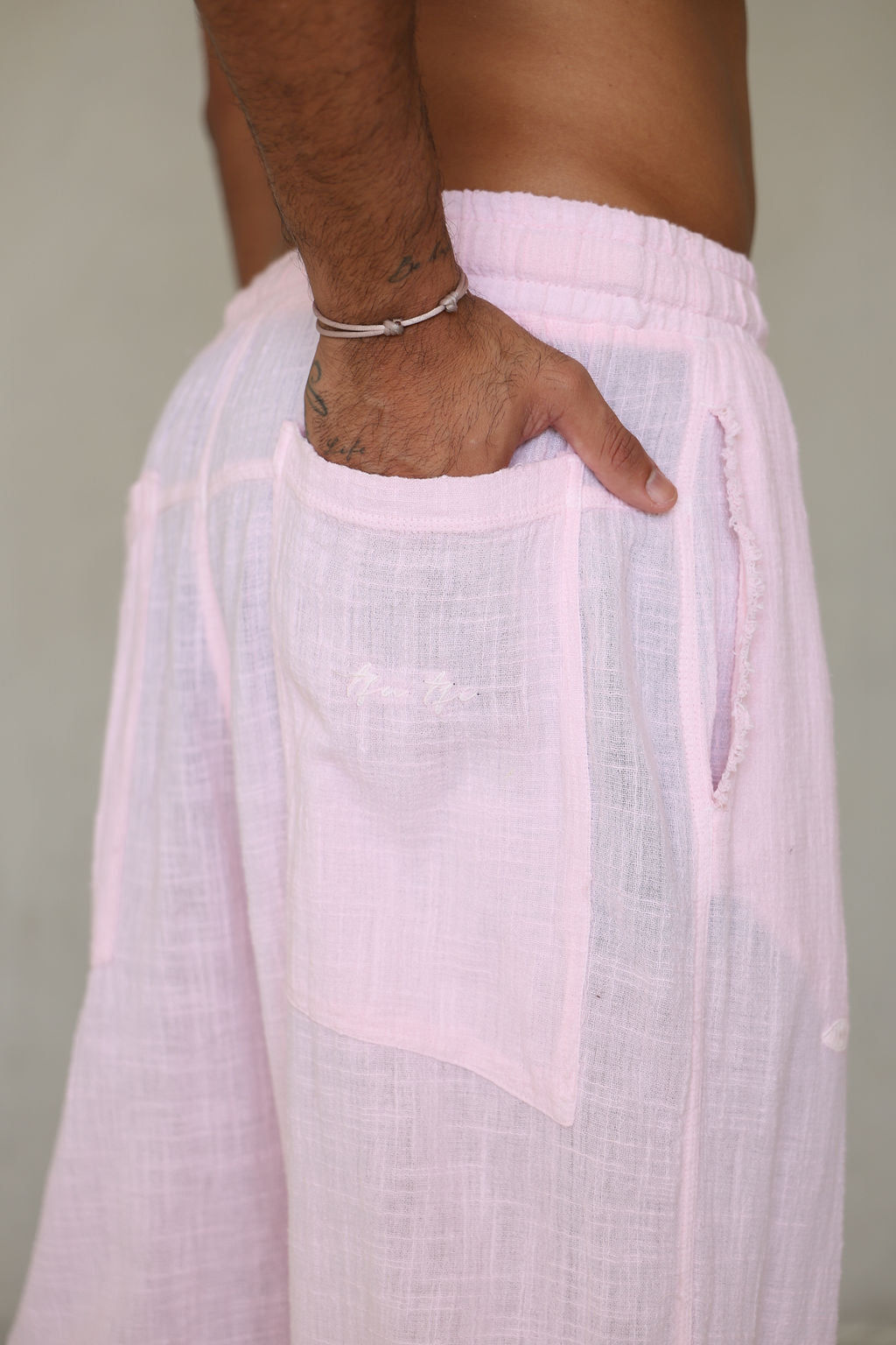 ורוד בהיר  OVERSIZE COTTON מכנס פשתן