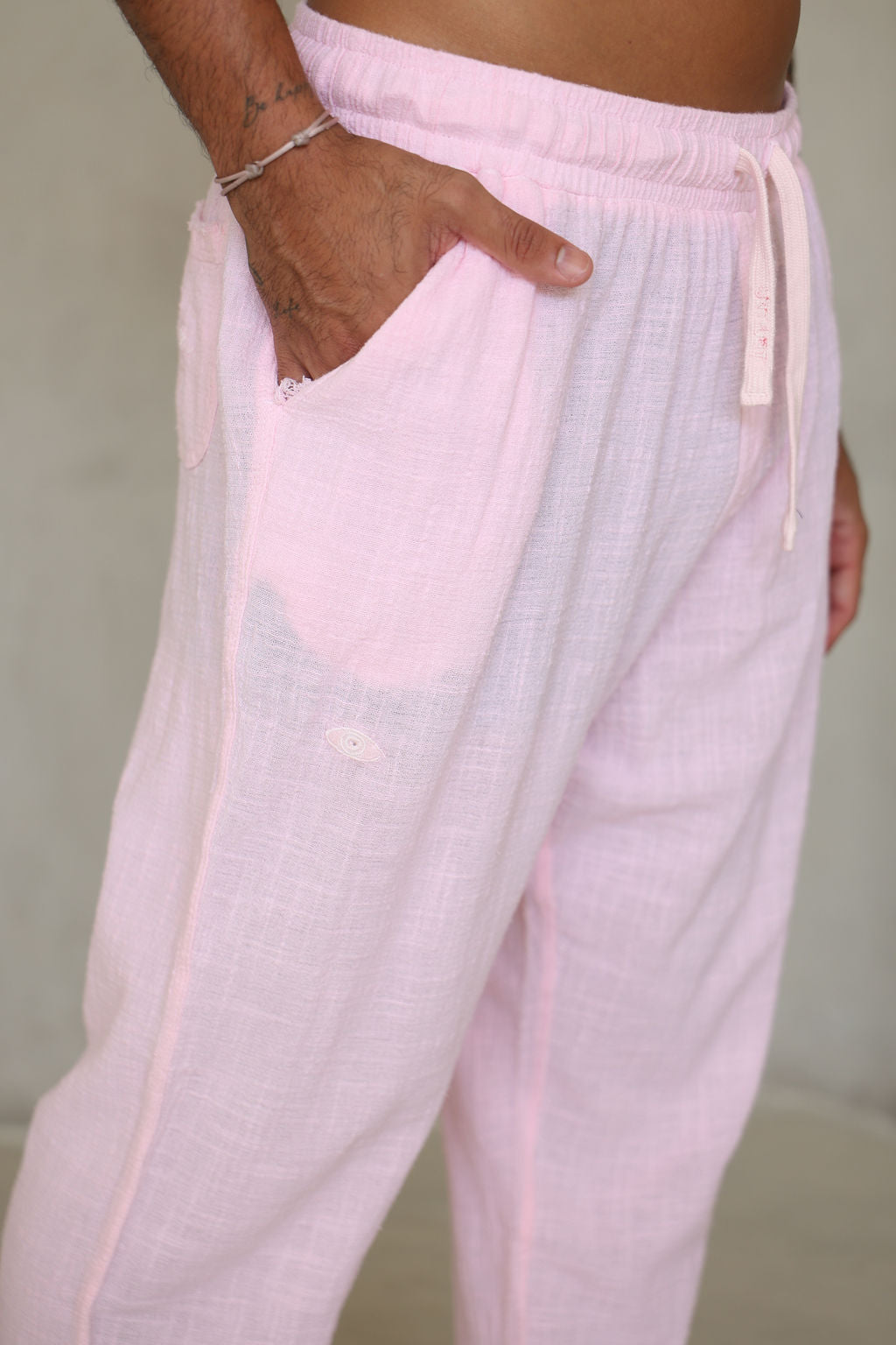 ורוד בהיר COTTON מכנס פשתן