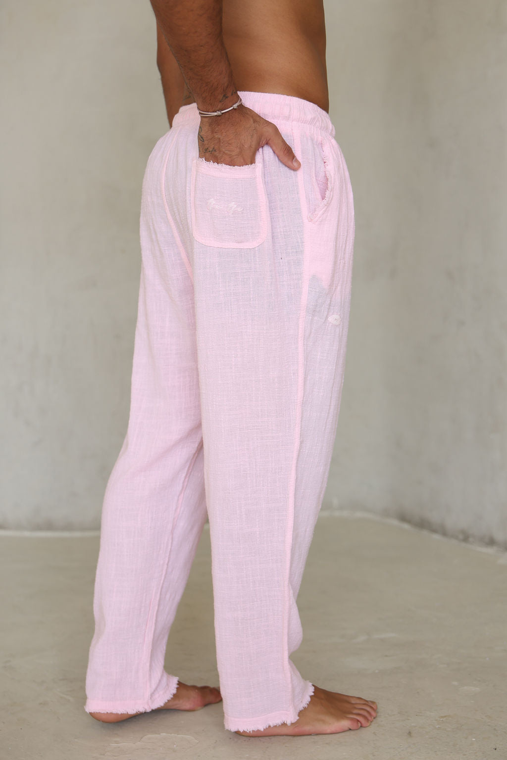 ורוד בהיר COTTON מכנס פשתן