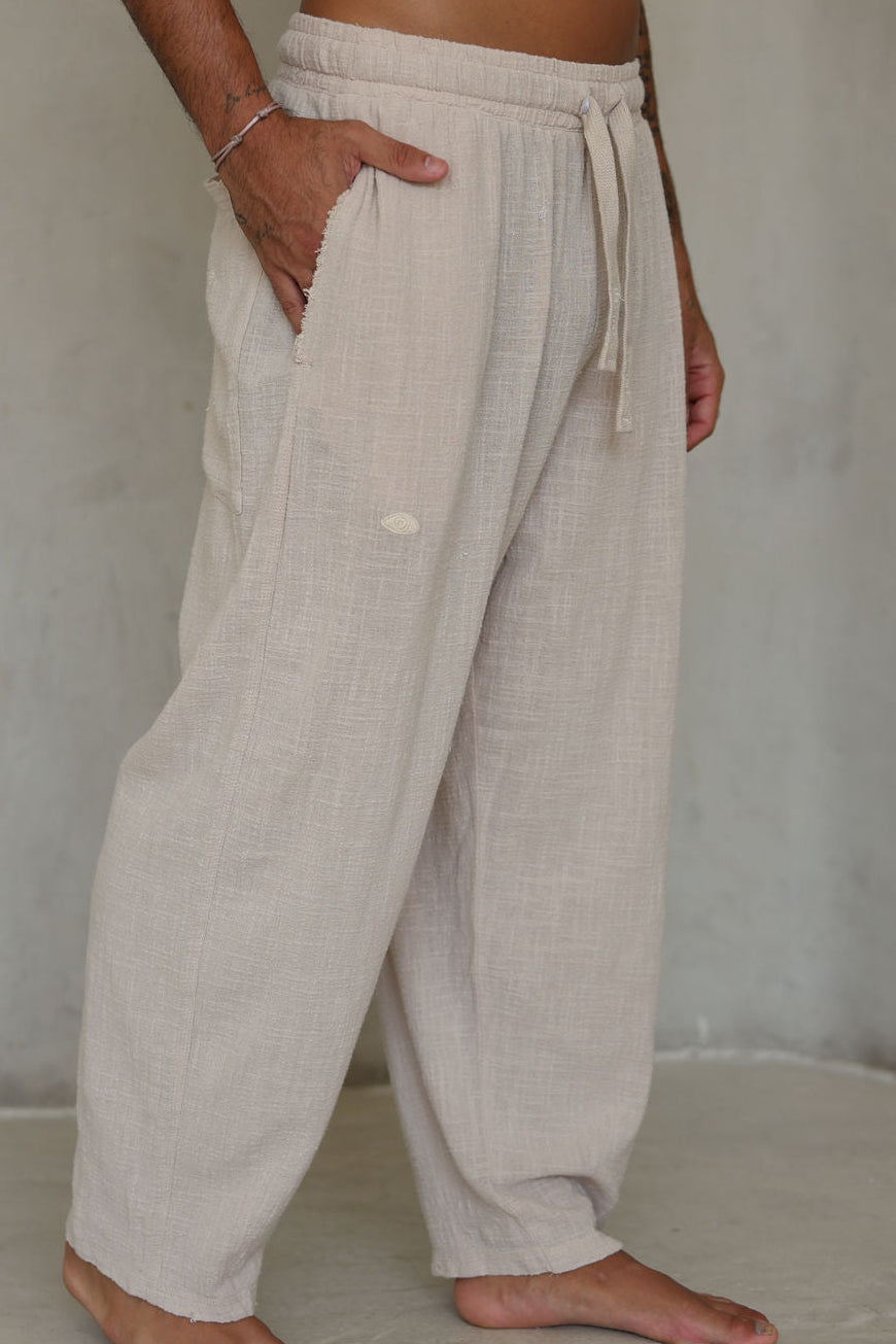 בז’  OVERSIZE COTTON מכנס פשתן