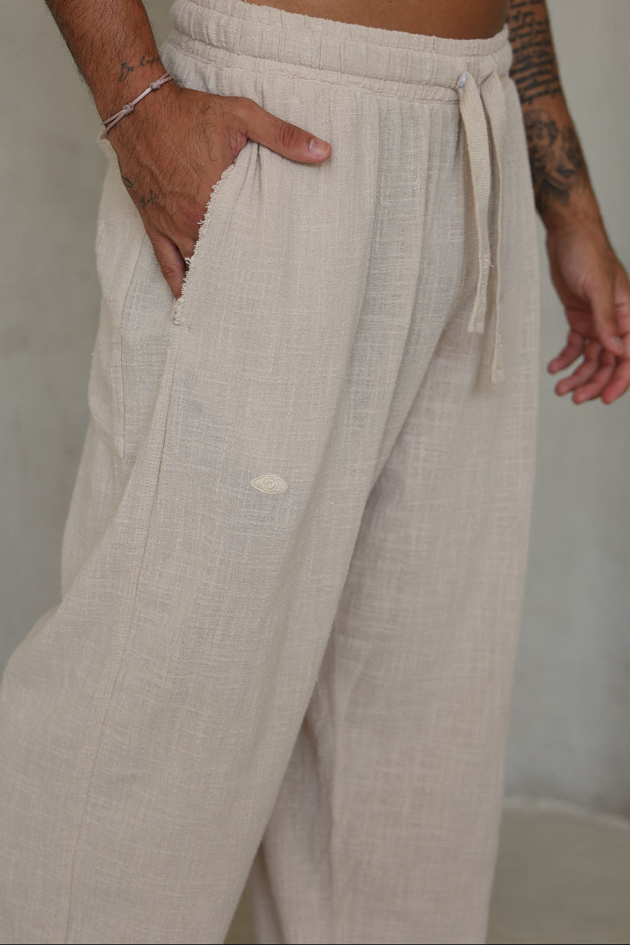 בז’  OVERSIZE COTTON מכנס פשתן