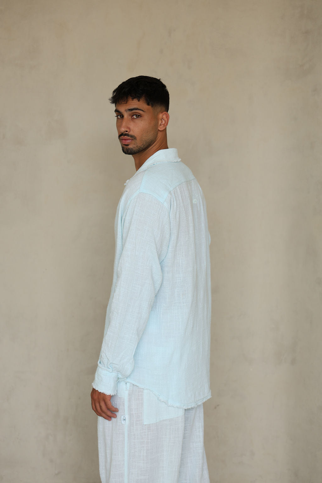 אקווה COTTON מכופתרת פשתן