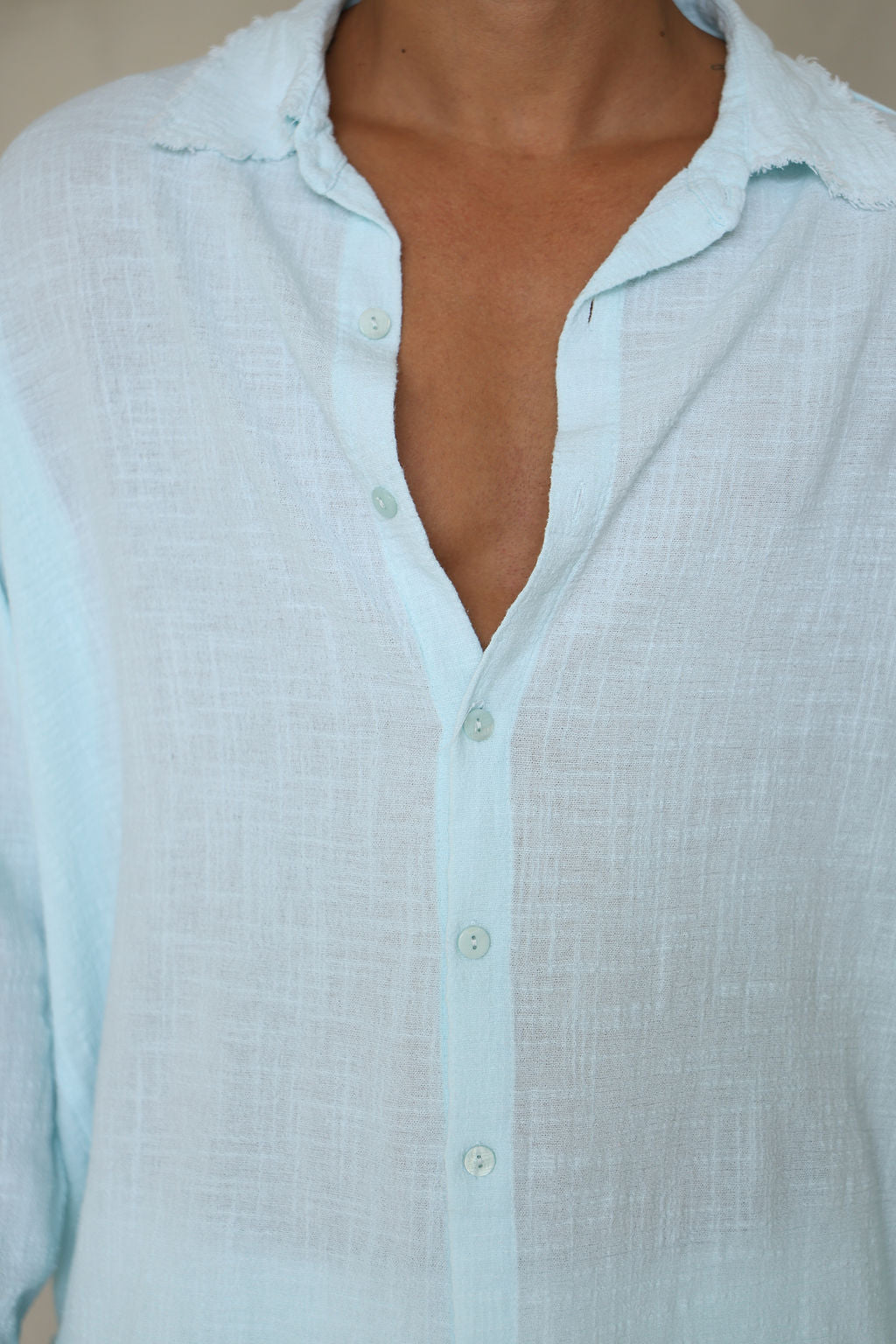 אקווה COTTON מכופתרת פשתן
