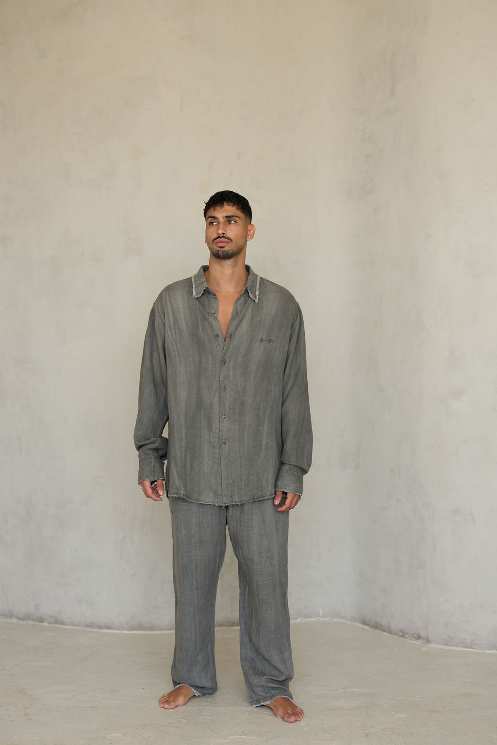 אפור  LINEN SL מכנס פשתן