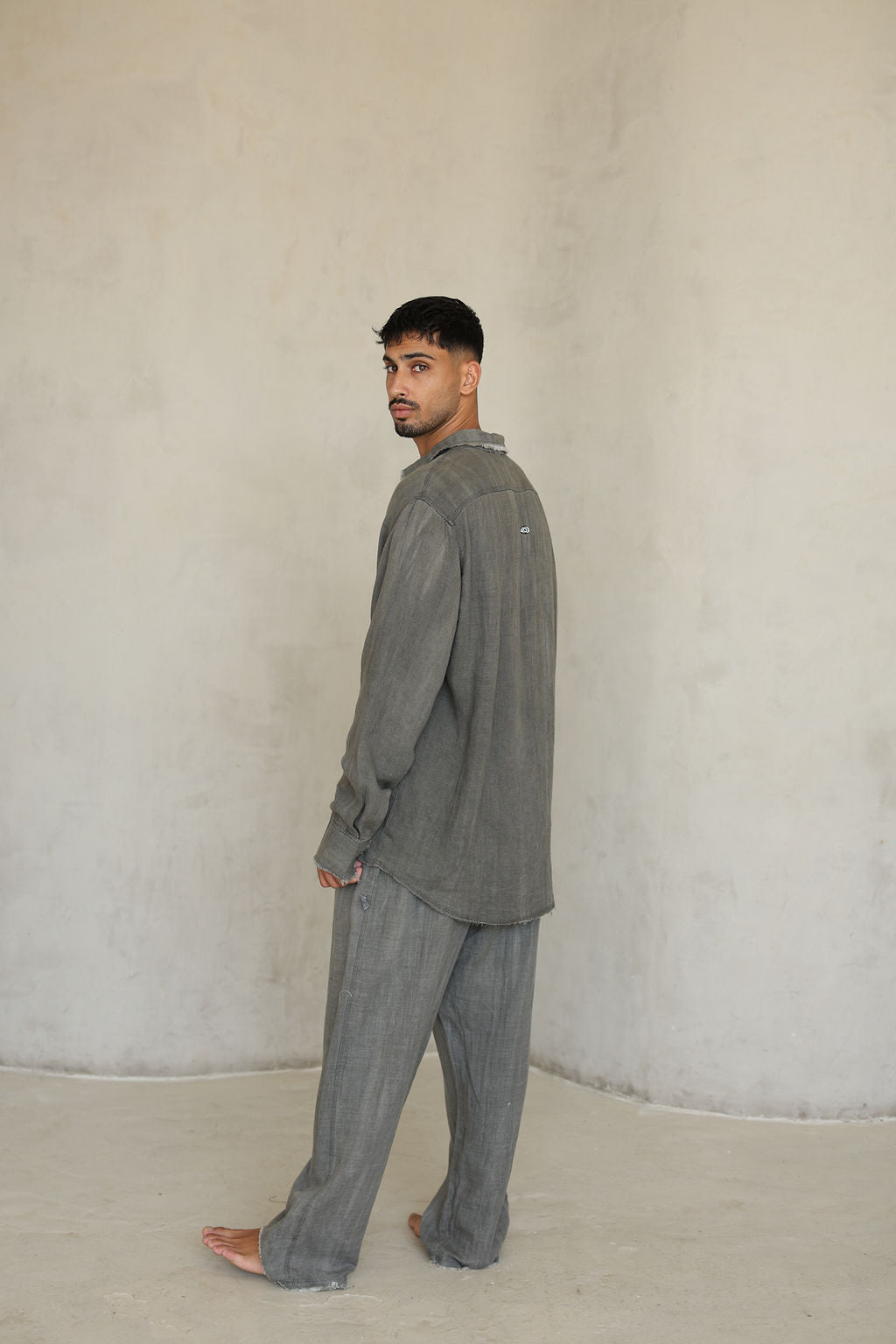 אפור  LINEN SL מכנס פשתן