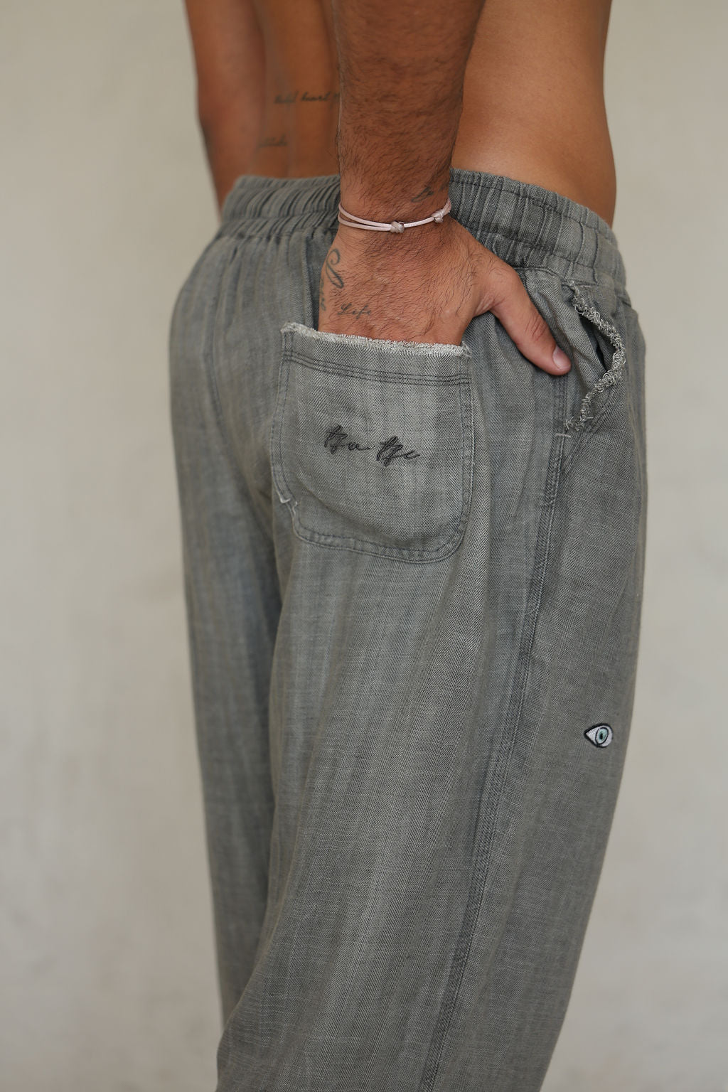 אפור  LINEN SL מכנס פשתן