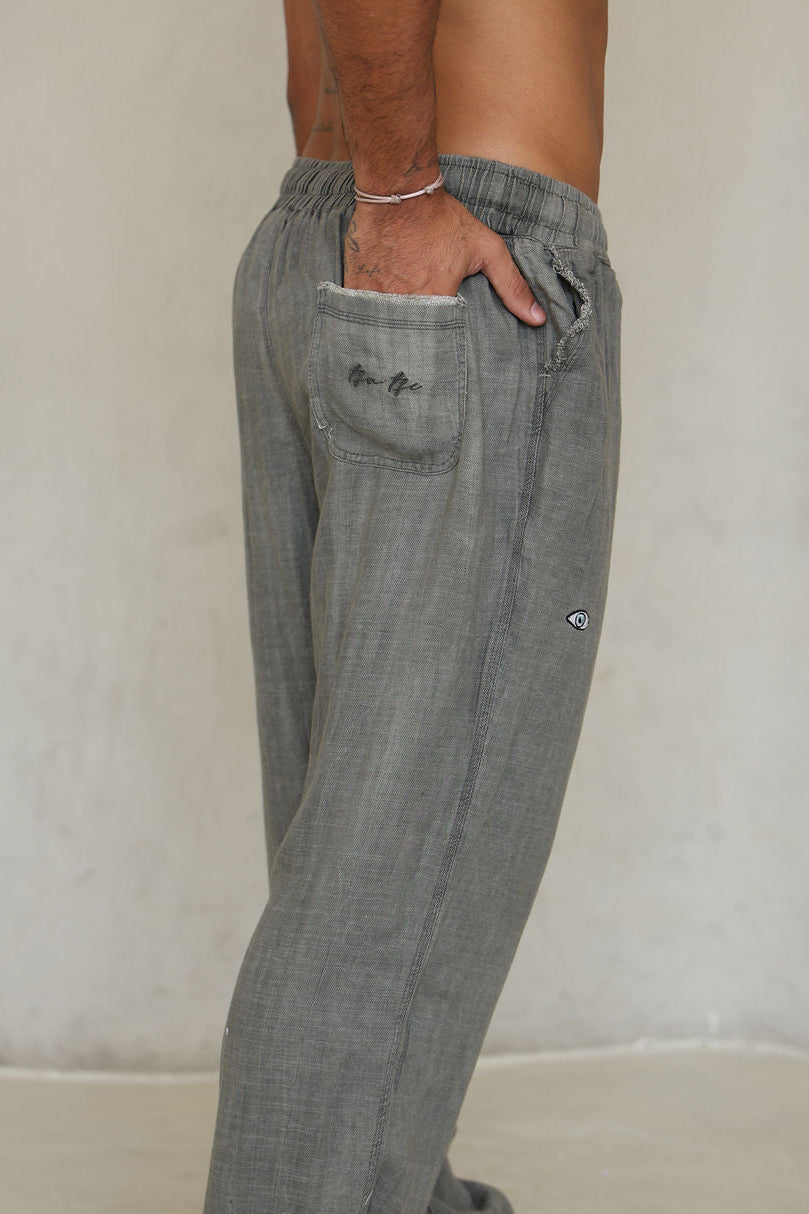 אפור  LINEN SL מכנס פשתן