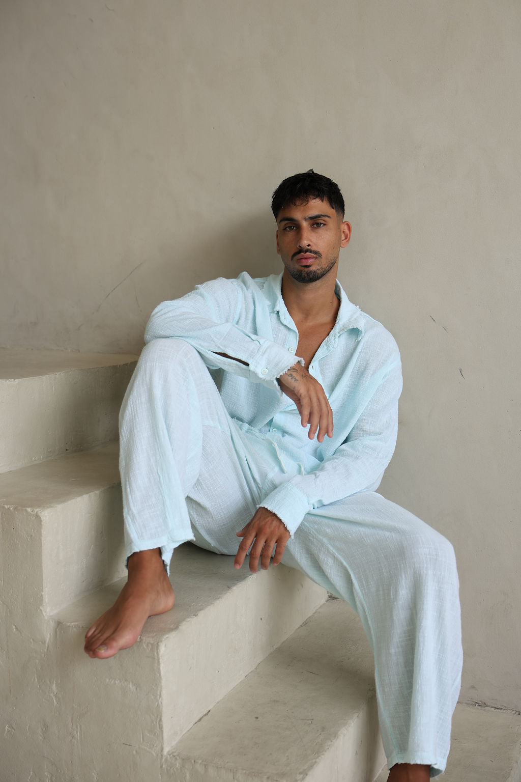 אקווה COTTON מכופתרת פשתן