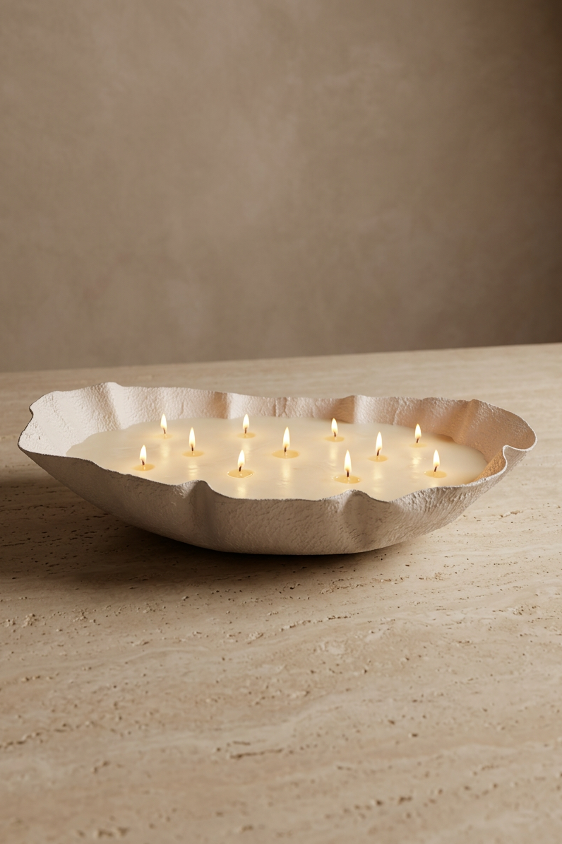 נר קרם GOLDEN OVAL WAVE