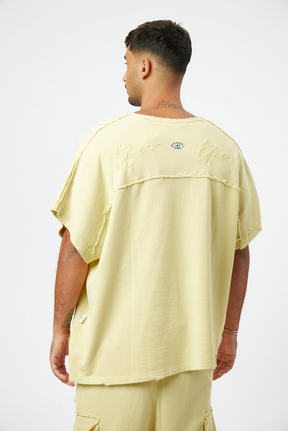 חולצת open drop shoulder צהוב